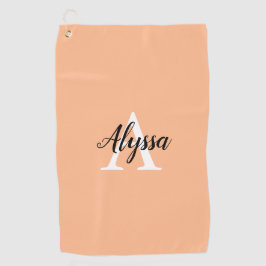 Stilvolle Peach Monogram Script Golf Handtuch
