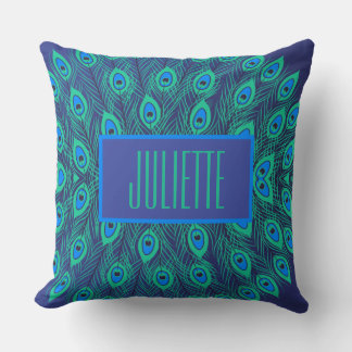 Stilvolle Peacock Aquamarin & Blue Color Personali Kissen