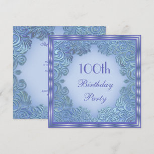 Stilvolle Periwinkle-Folie-Blatt-Swirlen 100. Gebu Einladung