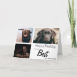 Stilvolle Personalisierte 3-FotoCollage | Geburtst Karte<br><div class="desc">Jeder wird diese stilvollen 3-Foto-Collage-Geburtstagskarten mit einem Skript-Schriftart,  der "HAPPY BIRTHDAY",  "TO THE BEST DOG MAMA EVER",  auf jedes PET wie CAT,  RABBIT,  HAMSTER,  HORSE,  PONY usw. schreibt,  Liebe geben. Stil,  Schriftart und Farbe des Textes können durch Anklicken des entsprechenden Links nach der Personalisierung geändert werden.</div>