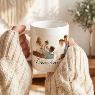 Stilvolle personalisierte Familienfotocollage Kaffeetasse