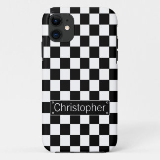 Stilvolle Personalisierte Schwarz-Weiß-Karos Case-Mate iPhone Hülle