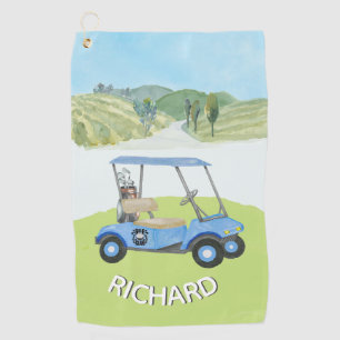 Stilvolle Personalisierte Watercolor Golf Cart Nam Golfhandtuch