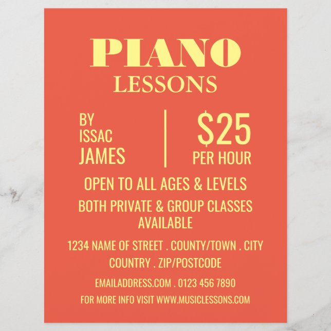Stilvolle Piano Lessons Werbung Flyer (Vorne)