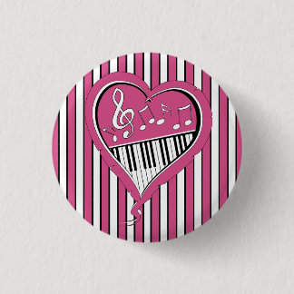 Stilvolle Piano-Musiknoten in Rosa, Schwarz und We Button