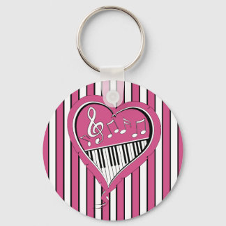 Stilvolle Piano-Musiknoten in Rosa, Schwarz und We Schlüsselanhänger