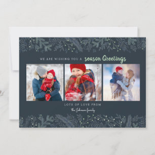 Stilvolle Pine Vines grün blau Jahreszeit Grüße Feiertagskarte