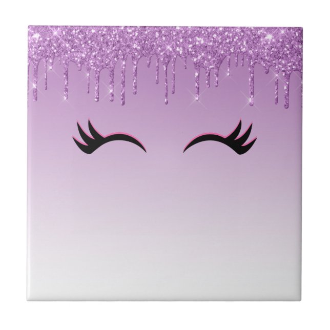 Stilvolle Pink & Black Eyelashes beim Drippen von  Fliese (Vorderseite)
