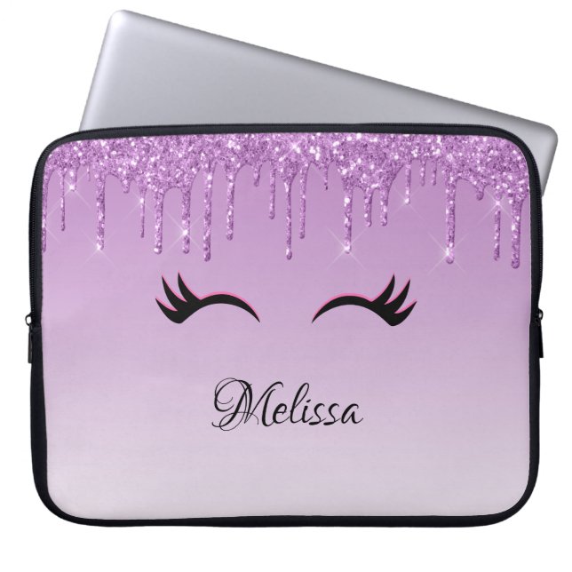 Stilvolle Pink & Black Eyelashes beim Drippen von  Laptopschutzhülle (Vorderseite)