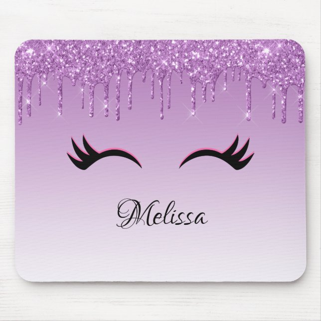 Stilvolle Pink & Black Eyelashes beim Drippen von  Mousepad (Vorne)