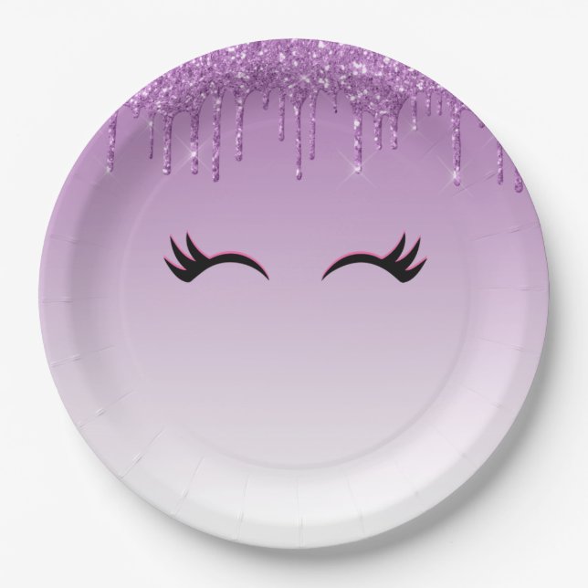 Stilvolle Pink & Black Eyelashes beim Drippen von  Pappteller (Vorderseite)