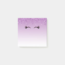 Stilvolle Pink & Black Eyelashes beim Drippen von  Post-it Klebezettel