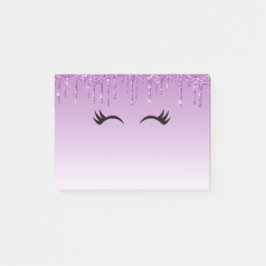 Stilvolle Pink & Black Eyelashes beim Drippen von  Post-it Klebezettel