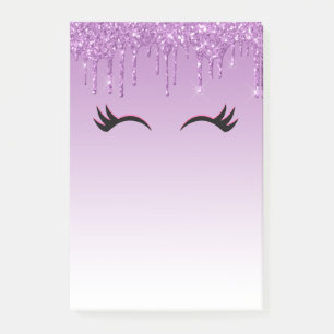 Stilvolle Pink & Black Eyelashes beim Drippen von  Post-it Klebezettel