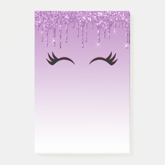 Stilvolle Pink & Black Eyelashes beim Drippen von  Post-it Klebezettel (Vorderseite)