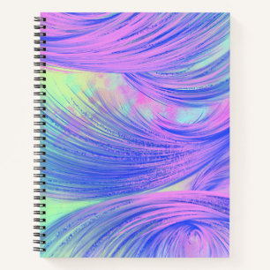 Stilvolle Pink Blue Abstrakt Feathers Notizbuch