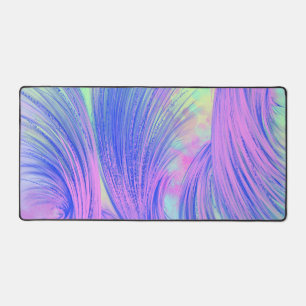 Stilvolle Pink Blue Abstrakt Feathers Schreibtischunterlage