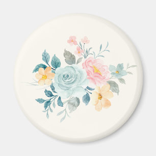 Stilvolle Pink & Blue Blume Bouquet Magnet