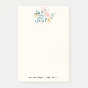 Stilvolle Pink & Blue Blume Bouquet Post-it Klebezettel