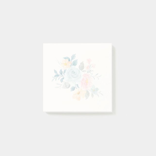 Stilvolle Pink & Blue Blume Bouquet Post-it Klebezettel (Vorderseite)