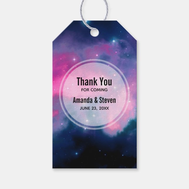 Stilvolle Pink & Blue Galaxy Stars Abstrakt Geschenkanhänger (Vorderseite)