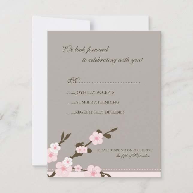 Stilvolle Pink Cherry Blossoms UAWG Response Card RSVP Karte (Vorderseite)