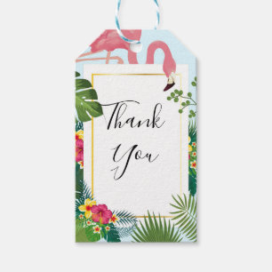 Stilvolle Pink Flamingo & Tropical Blätter Vielen Geschenkanhänger