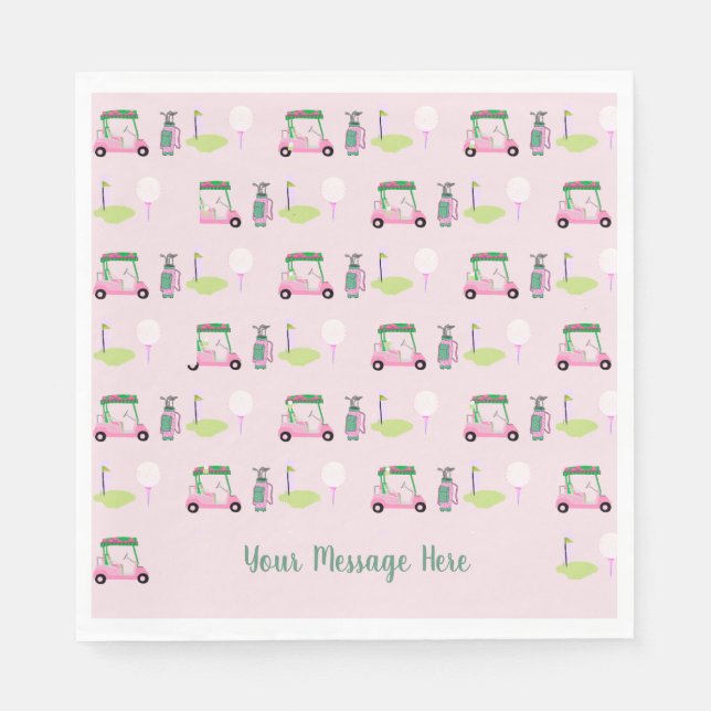 Stilvolle Pink Golf Design Personalisierte Botscha Serviette (Vorderseite)