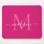 Stilvolle Pink Magenta White Monogram Script Moder Mousepad<br><div class="desc">Stilvoll Hot Pink Magenta White Monogram Script Simple Modern Mouse Pad</div>