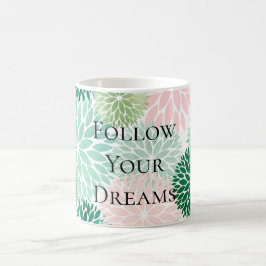 Stilvolle Pink Mint Green Blume Kaffeetasse