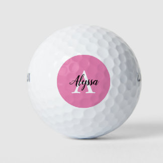 Stilvolle Pink Monogram Script Golf Balls Golfball