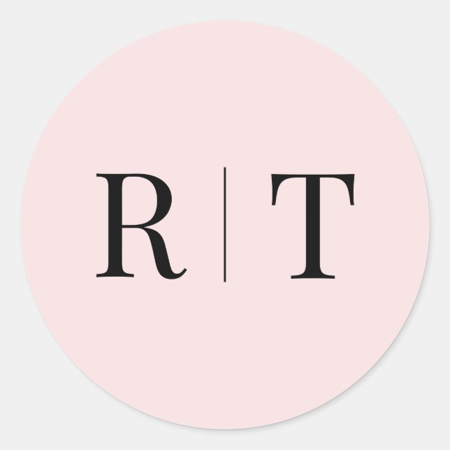 Stilvolle Pink Monogram Wedding Runder Aufkleber (Vorderseite)
