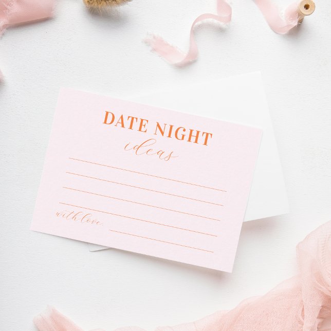 Stilvolle Pink & Orange Typografie Date Night Idea Begleitkarte (Von Creator hochgeladen)
