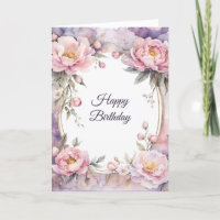 Stilvolle Pink Peony Oval Rahmen Geburtstag