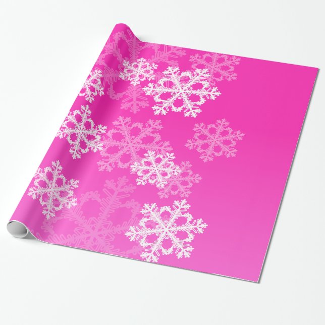 Stilvolle Pink Snowflakes Modernes Weihnachtsmuste Geschenkpapier (Ungerollt)