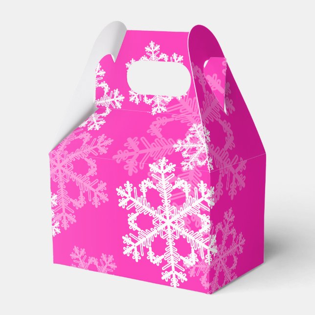 Stilvolle Pink Snowflakes Modernes Weihnachtsmuste Geschenkschachtel (Vorderseite)