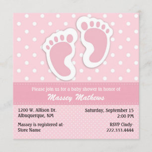 Stilvolle Pink & White Polka Dot Baby Dusche Einladung