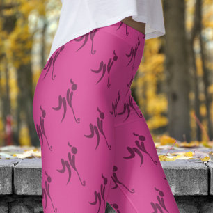 Stilvolle Pink Womens Hockey Pattern Leggings