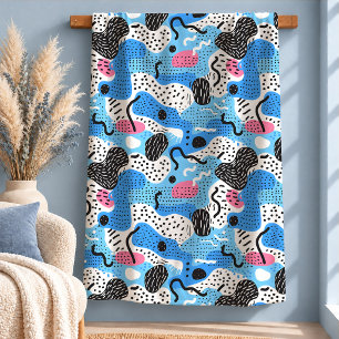 Stilvolle pinkblaue Memphis-Wurfdecke Dekorationsk Sherpadecke