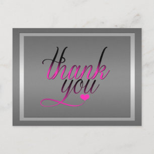 Stilvolle Pinstripes Silver Pink Danke Postcard Postkarte