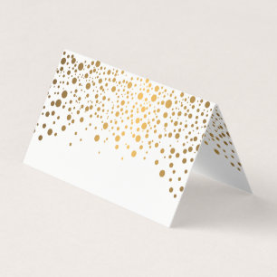 Stilvolle Platzkarten Weißund Goldconfetti- Visitenkarten