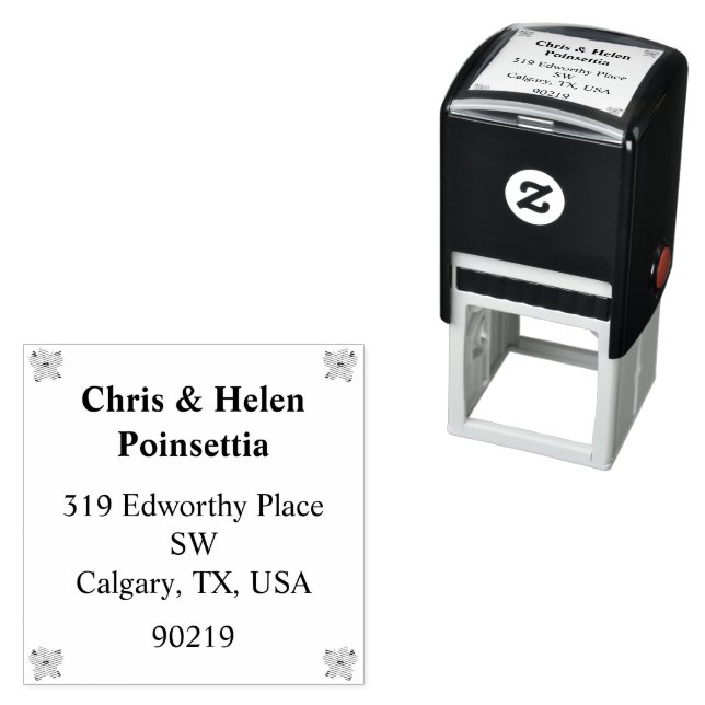 Stilvolle Poinsettia Address Self-Inking Briefmark Permastempel (Beispiel)