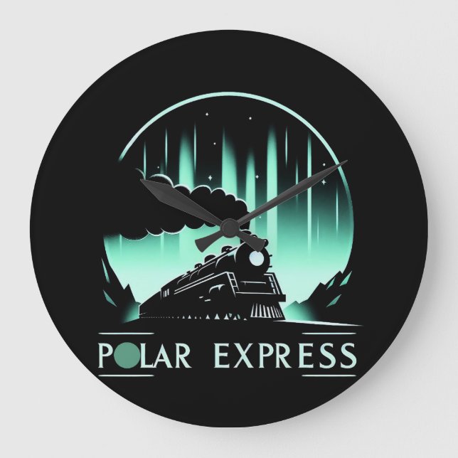 Stilvolle Polar Express Bahn Große Wanduhr (Vorderseite)