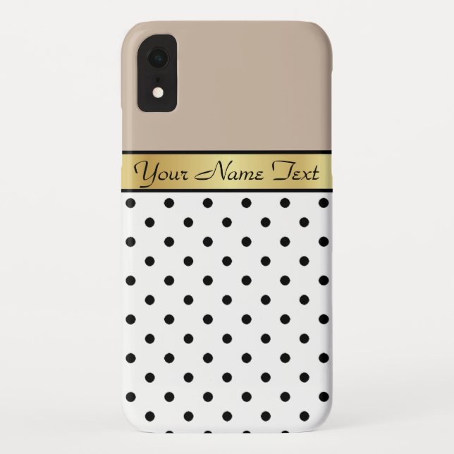 Stilvolle Polka Dots leichte Taupe, Gold, Weiß, Sc Case-Mate iPhone Hülle (Rückseite)
