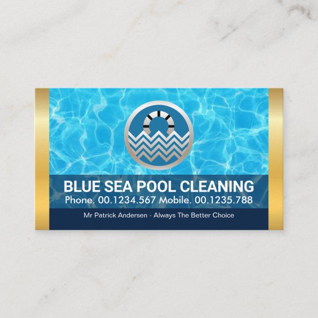 Stilvolle Pool Waters Gold Streifen Visitenkarte (Vorderseite)