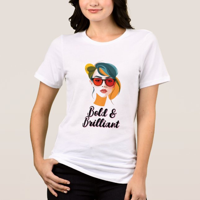 Stilvolle Pop Art Woman mit Sonnenbrille Tri-Blend Shirt (Vorderseite)