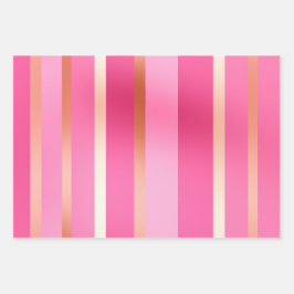 Stilvolle Posh Blush Pink und Gold gestreift Geschenkpapier Set