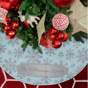 Stilvolle Powder Blu Weihnachten   Elegante Schnee Polyester Weihnachtsbaumdecke