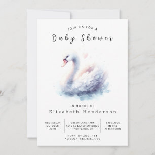 Stilvolle Printable Swan Baby Dusche Einladung