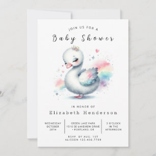 Stilvolle Printable Swan Baby Dusche Einladung
